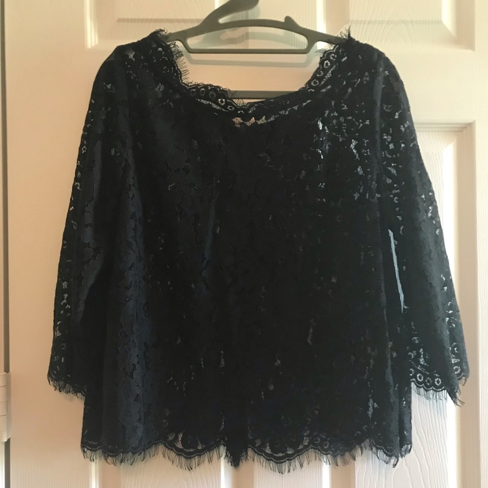 Joie black lace crop top